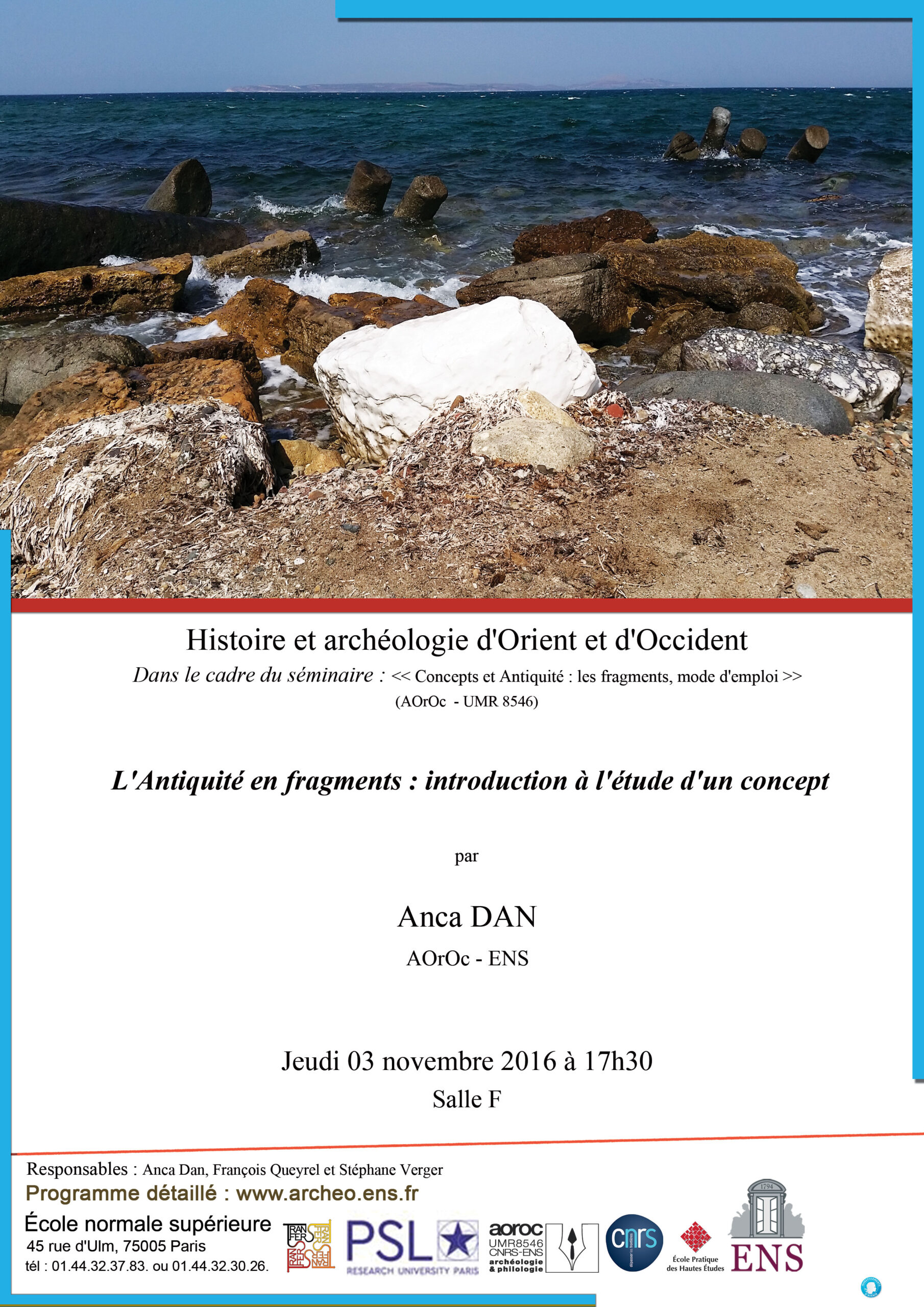 Séminaire A. Dan jeudi 3 novembre 2016