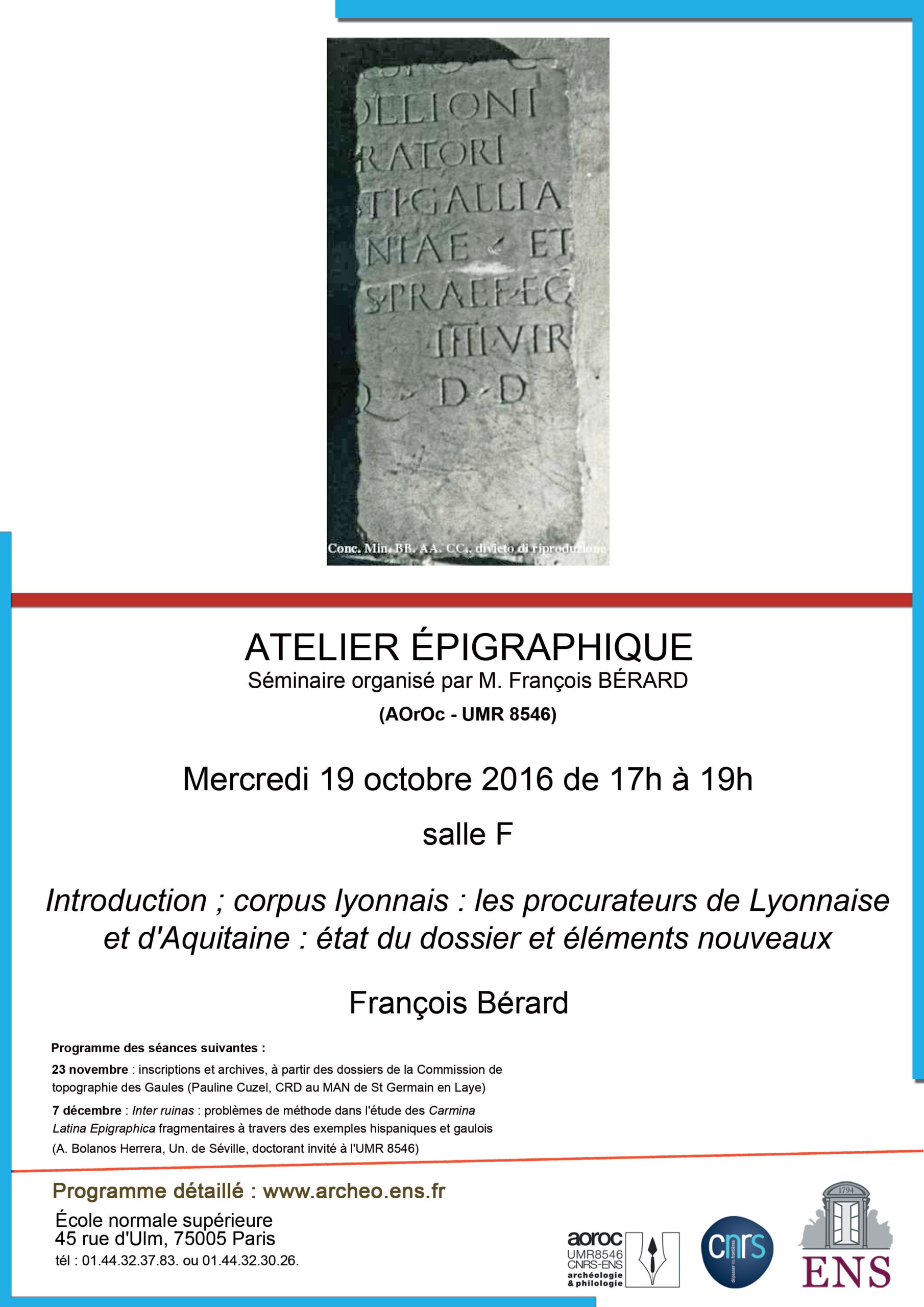 Atelier épigraphique 19 octobre 2016
