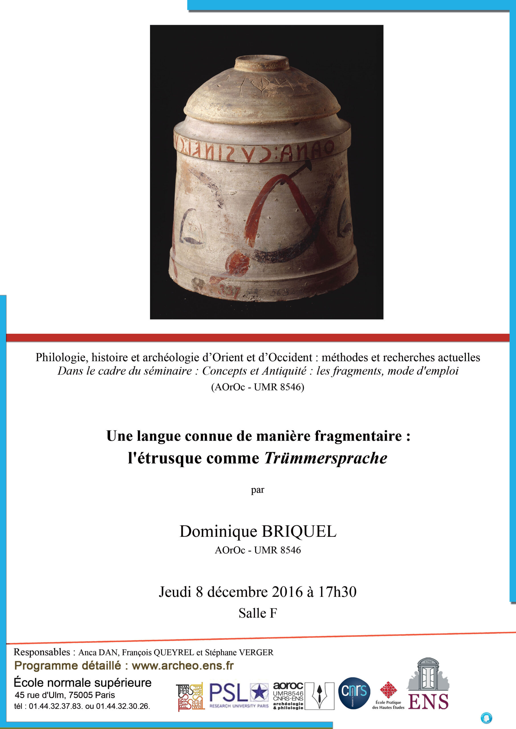 Conférence D. Briquel jeudi 8 décembre 2016