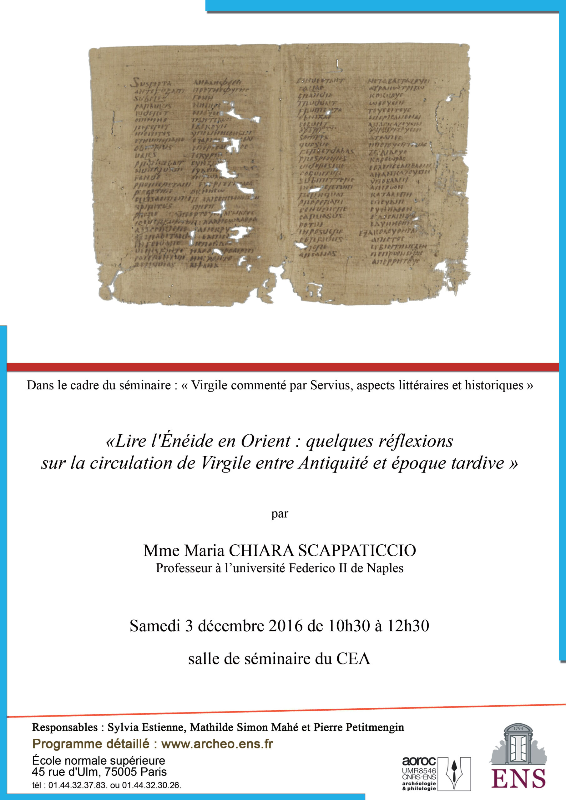 Séminaire Mme Chiara Scappaticcio 3 décembre 2016