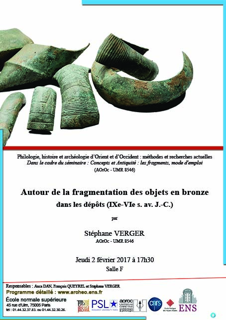 Séminaire S. Verger jeudi 2 février 2017