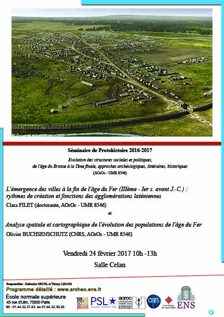 Séminaire de Protohistoire vendredi 24 février 2017