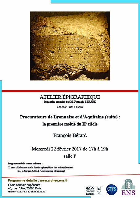 Atelier épigraphique mercredi 22 février 2017