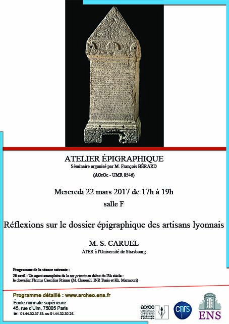 Atelier épigraphique mercredi 22 mars 2017