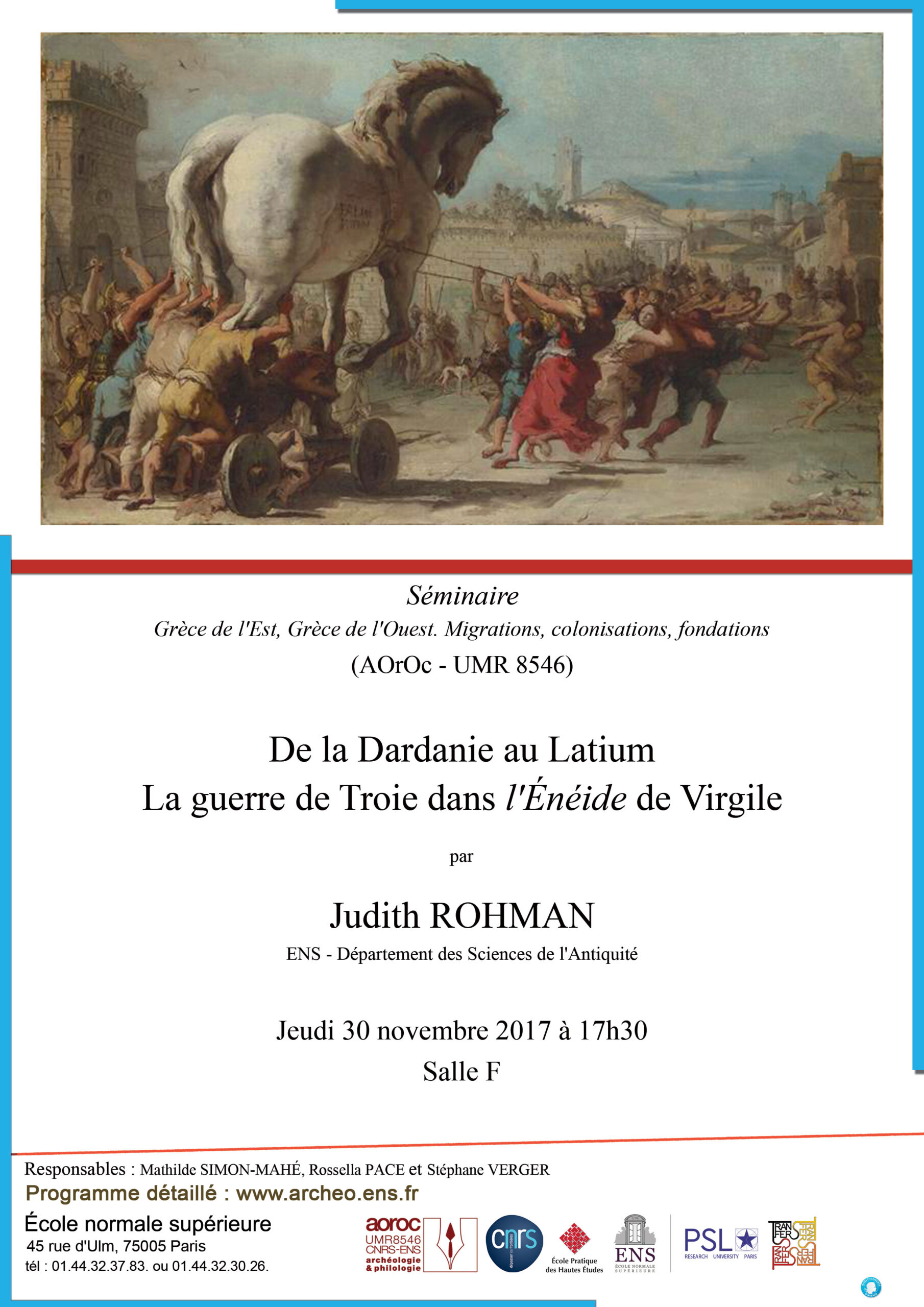 Séminaire Grèce de l'Est-Grèce de l'Ouest jeudi 30 novembre 2017