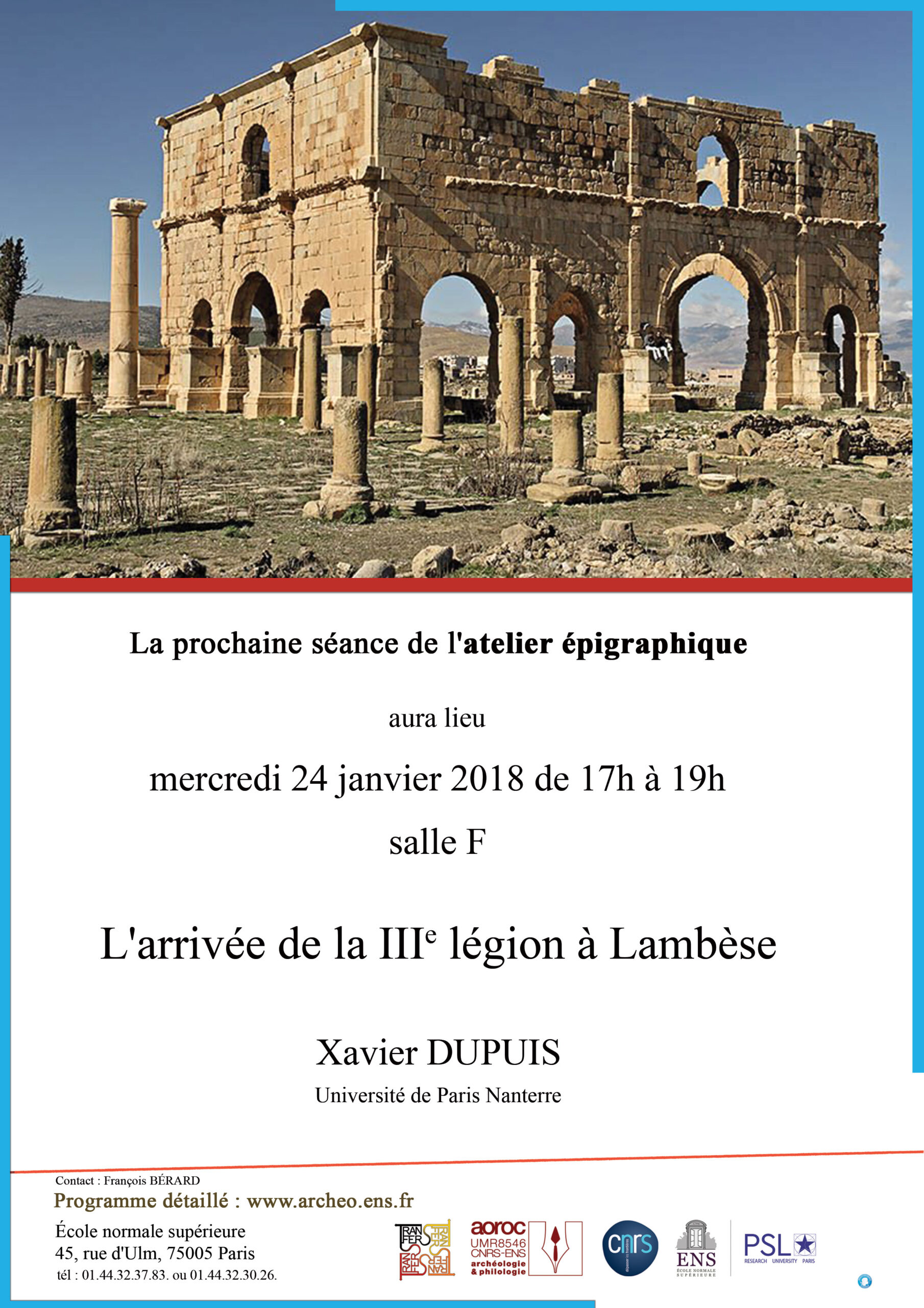 Atelier épigraphique mercredi 24 janvier 2018
