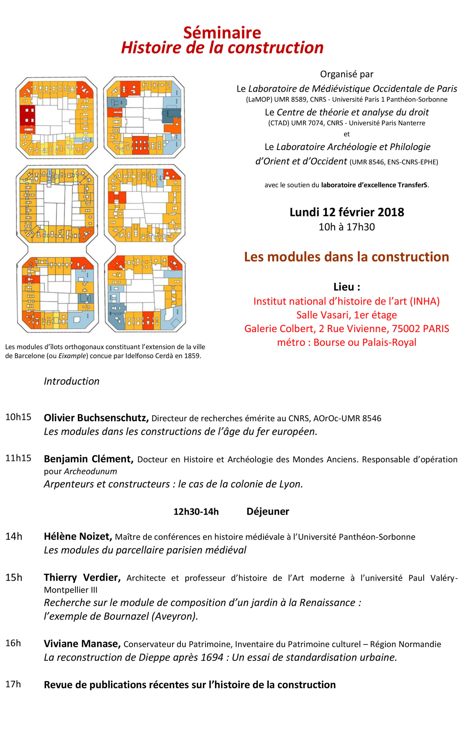 Séminaire Histoire de la construction lundi 12 février 2018