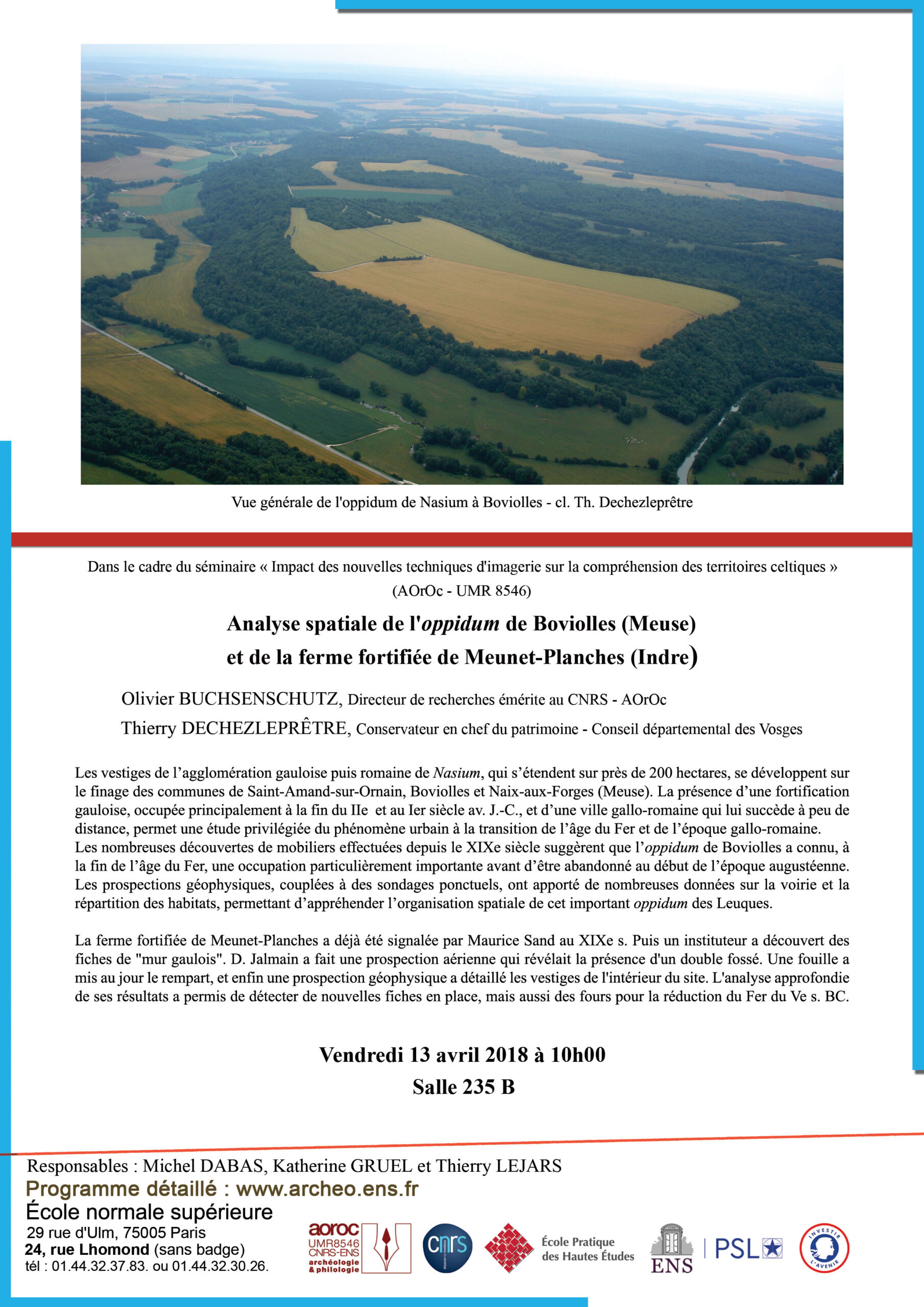 Séminaire de protohistoire celtique vendredi 13 avril 2018