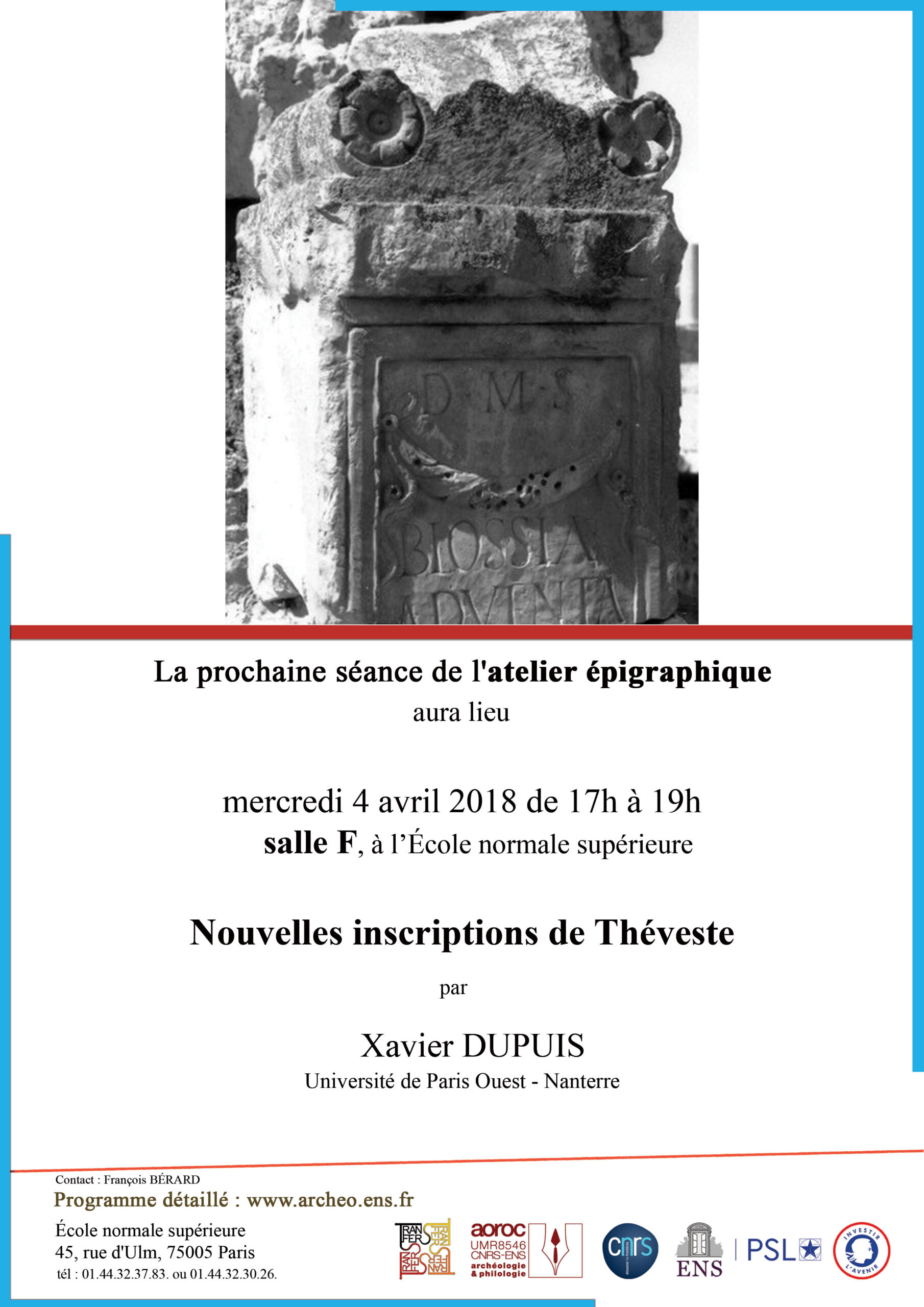 Atelier épigraphique mercredi 4 avril 2018