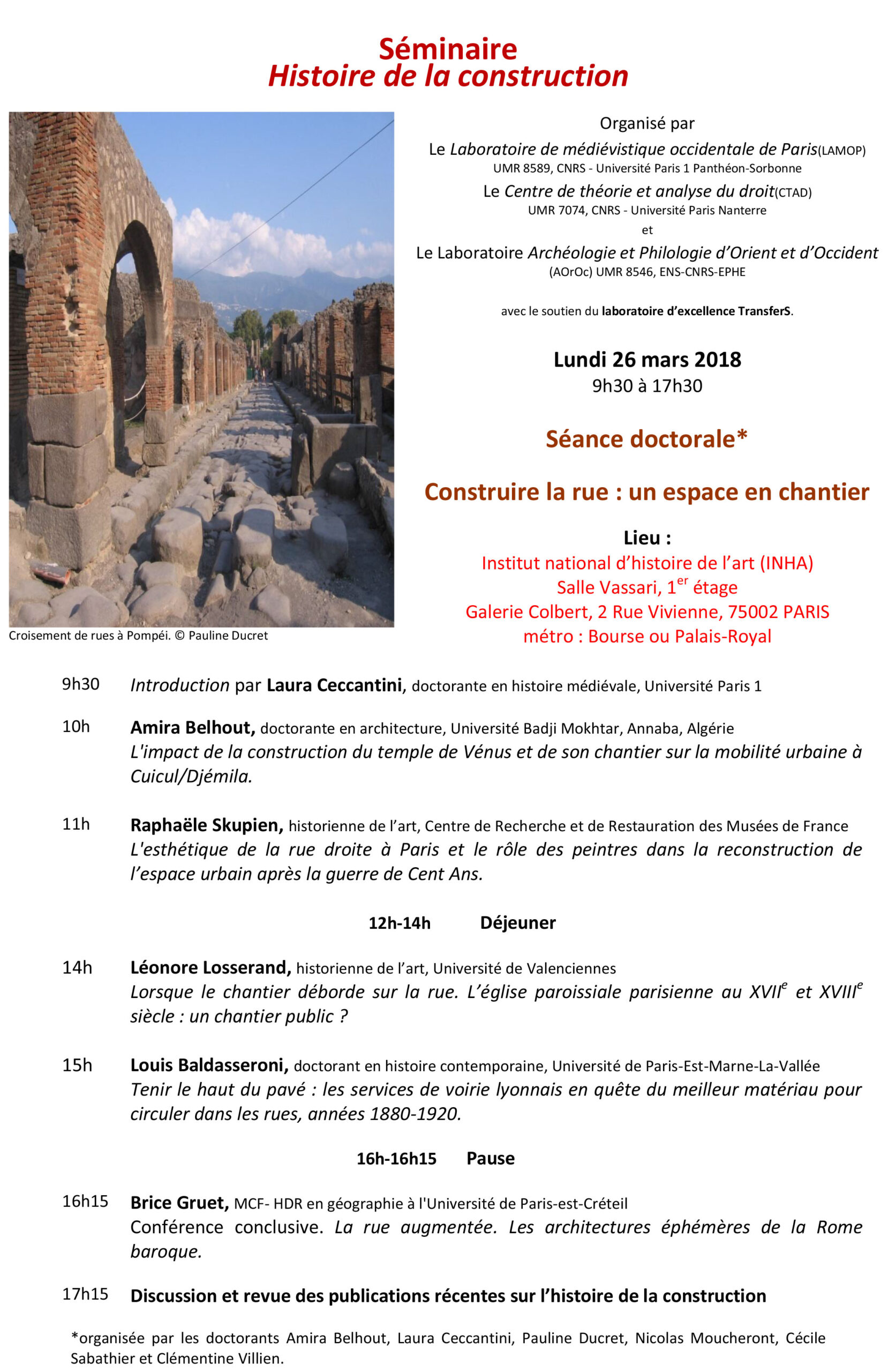 Séminaire Histoire de la construction 26 mars 2018