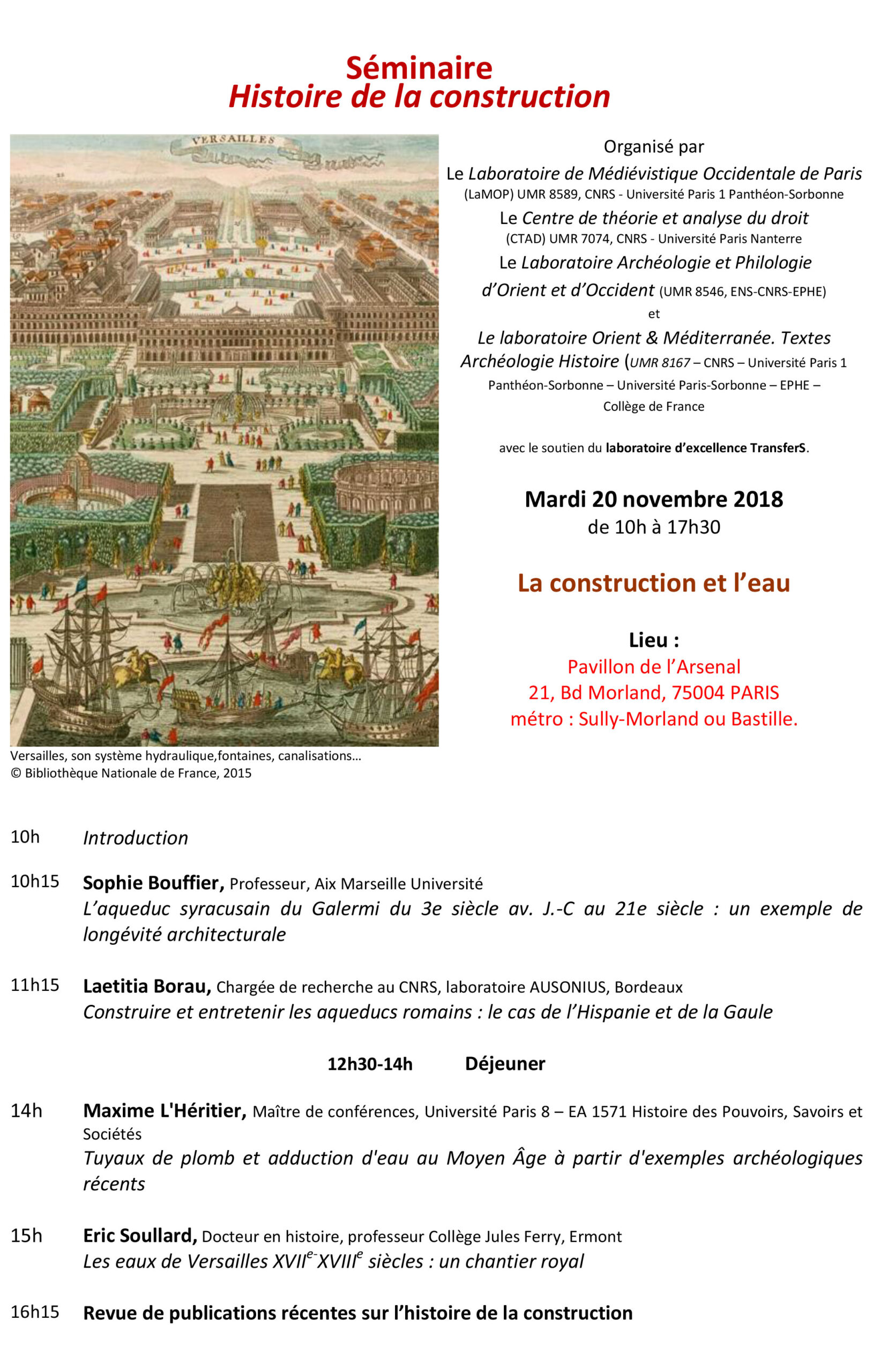 Séminaire Histoire de la construction 20 novembre 2018