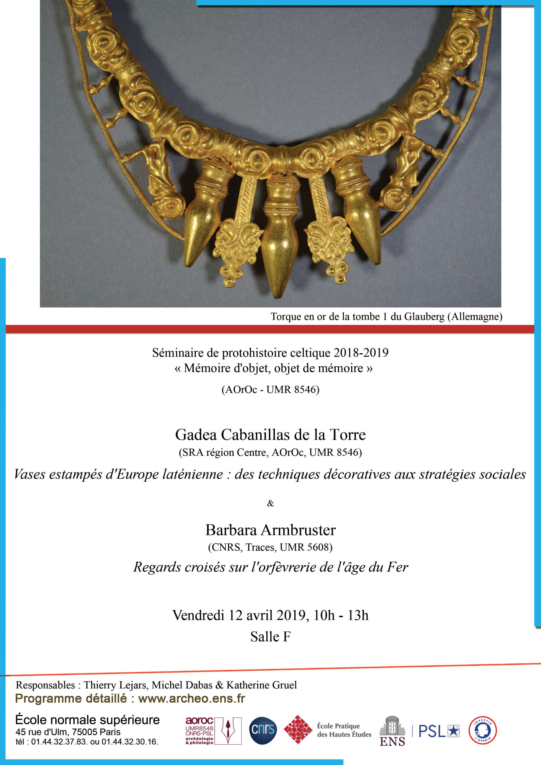 Séminaire de protohistoire vendredi 12 avril 2019