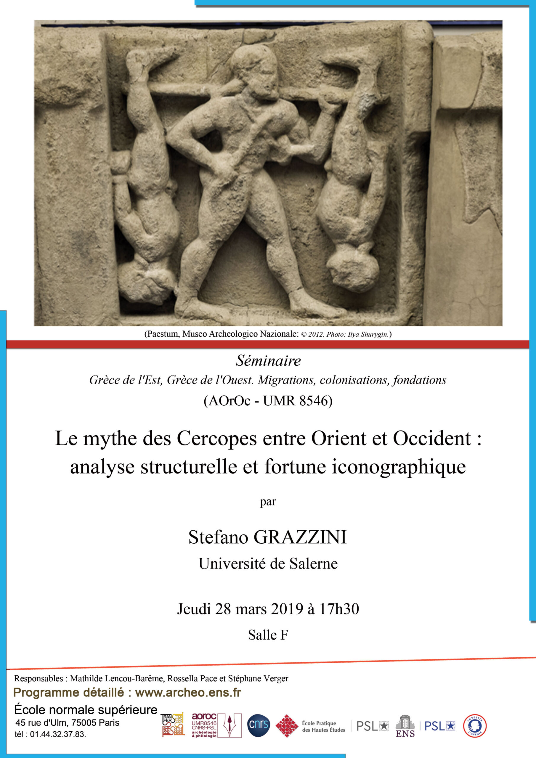 Séminaire Grèce de l'Est-Grèce de l'Ouest jeudi 28 mars 2019