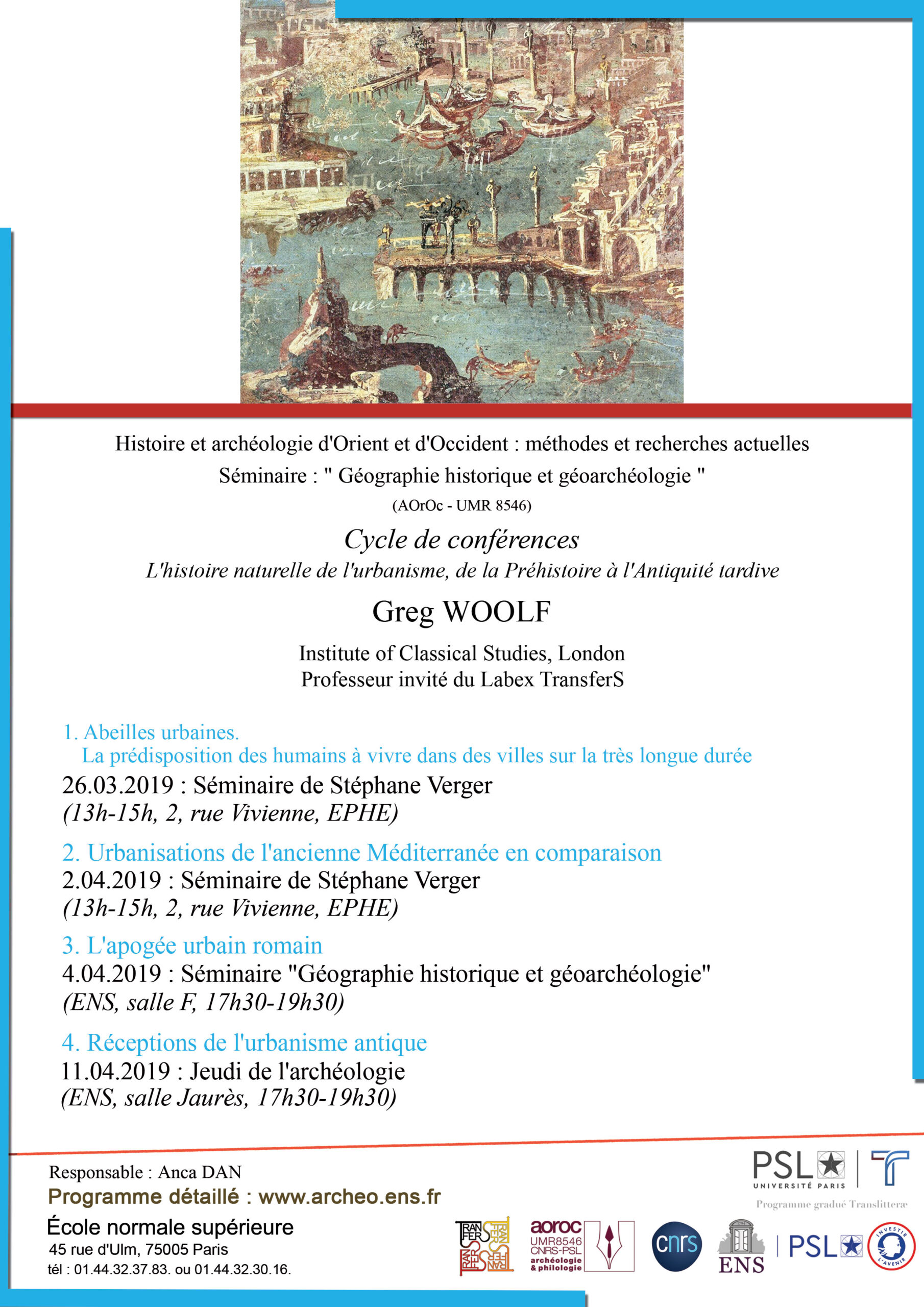 Cycle de conférences G. Woolf avril 2019