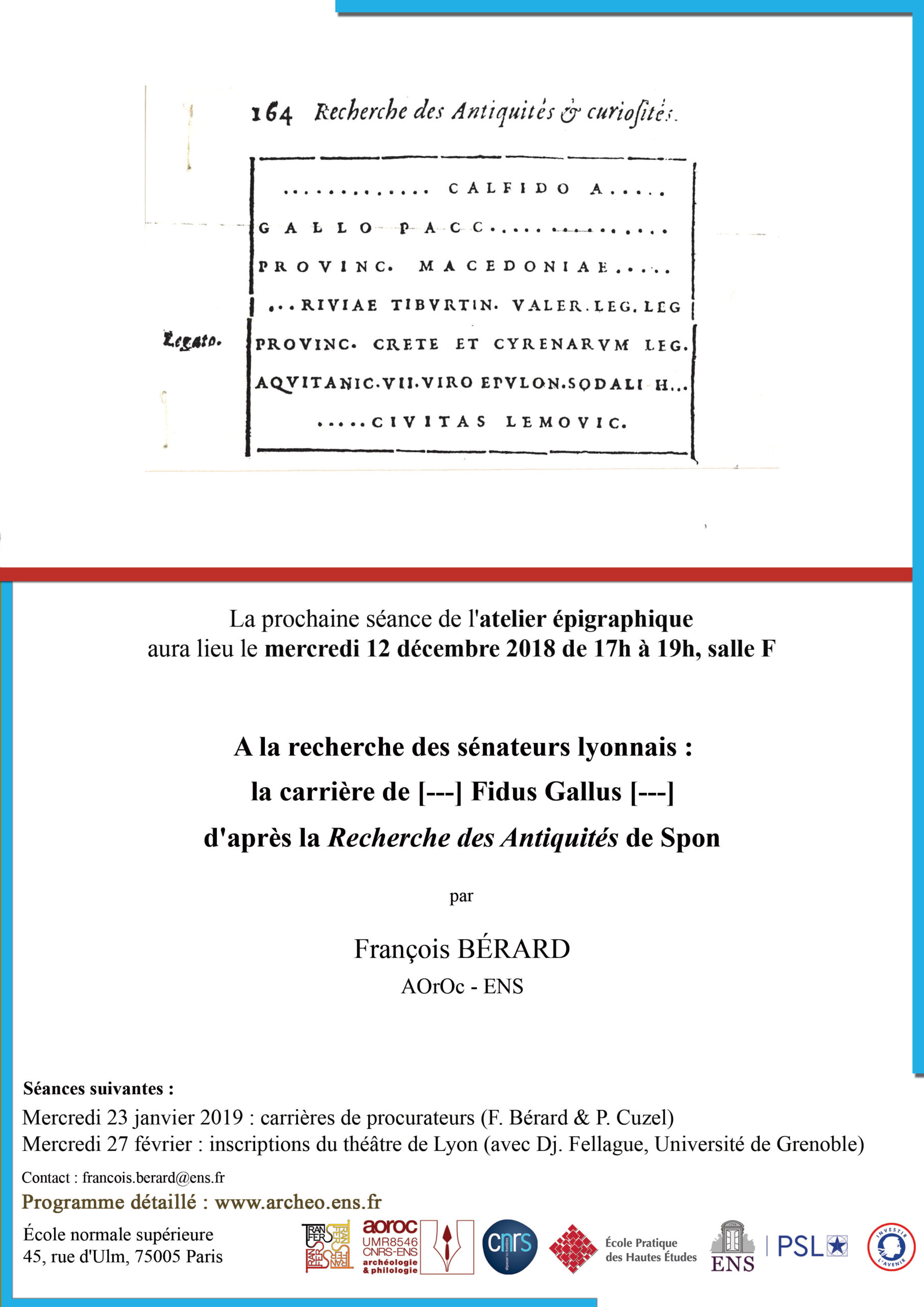 Atelier épigraphique mercredi 12 décembre 2018