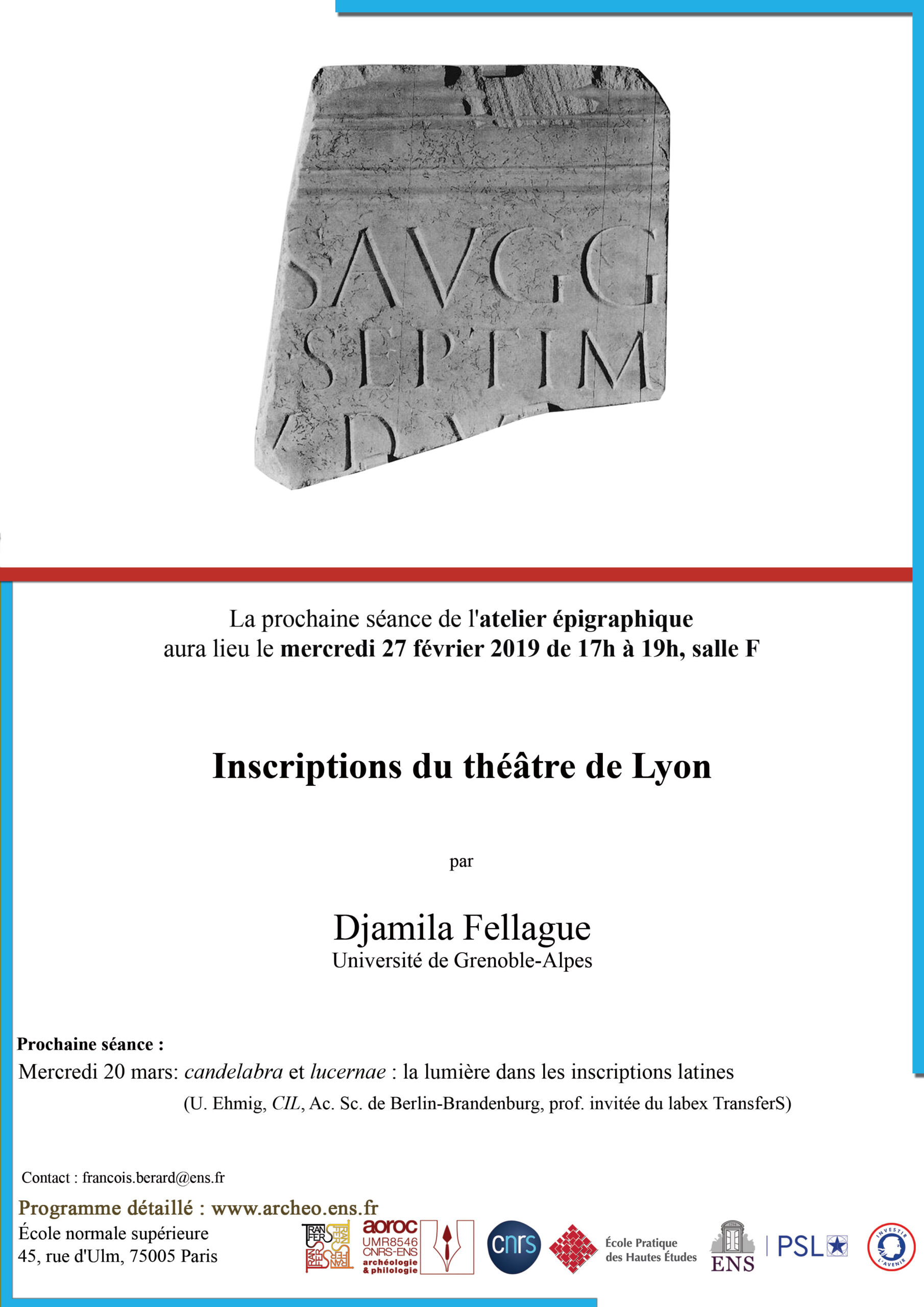 Atelier épigraphique mercredi 27 février 2019