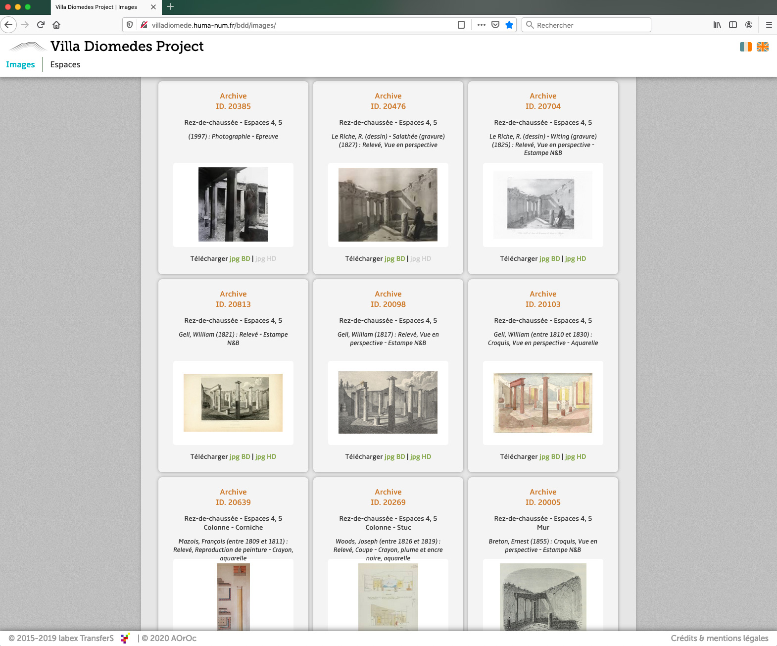 Site web des archives de la Villa de Diomède à Pompéi