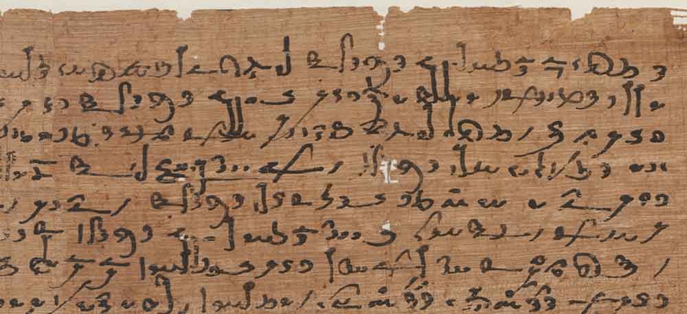 Détail du papyrus Vienne D 4852, un accord pour la fonction de scribe des prêtres pour l’an 15 de Domitien (95/6 de n.è.).